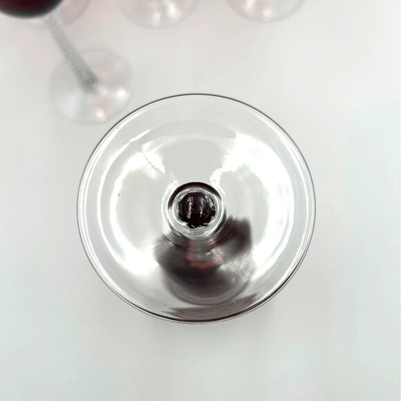 Long Stem, Hand Blown, Red with Clear Twisted Stem Wine Glasses, Set of 7, Tulip - Picture 9 of 9